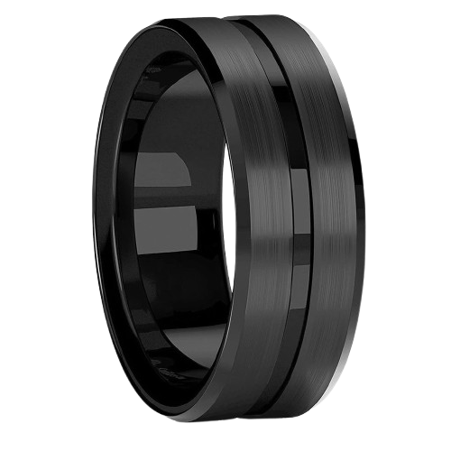 Anel Titânio Preto Fosco Aço Inox Escovado
