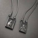 Colar Masculino De Couro Preto Tribal Cruz Regulável Premium