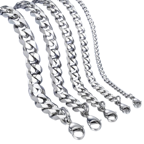 KIT 3/6 PECA Pulseira  de Aço Inoxidável para Masculino 1x1 3mm-5mm