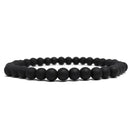 Kit 2 Pulseiras Masculinas de Couro Redondo Ajustável Bolinhas Preta Fosca 6mm