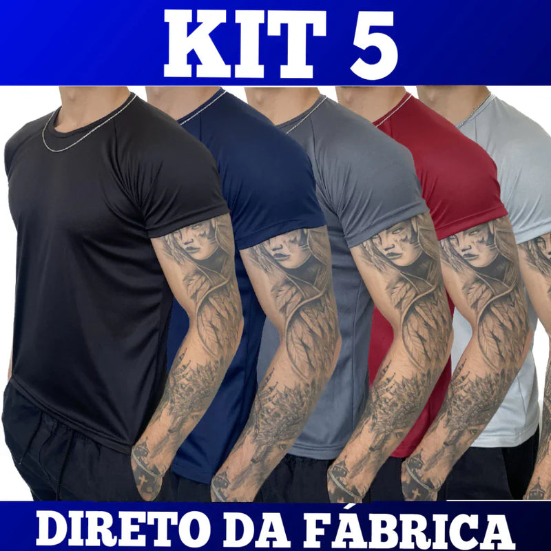 Kit 5 Camisetas Dry Fit Masculina