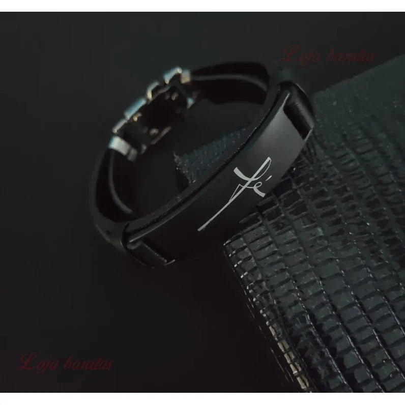 Pulseira Masculina fé Pulseira de Couro